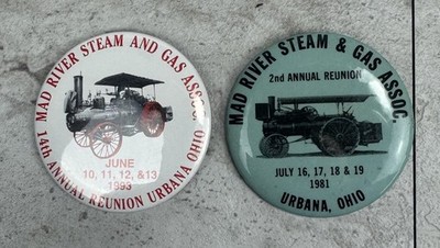 Vintage Mad River Steam & Gas Assoc Urbana Ohio Pinback Button Lot 1981 1993
