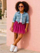 Fuchsia Tutu Skirt for Girls   3-Layer Tulle Ballet, Dance, and Dress-Up Costume