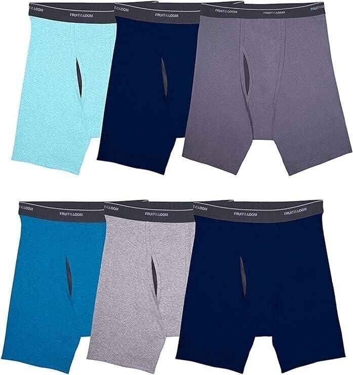 Mens 6-Pack Assorted Boxer Briefs by Fruit of the Loom Comfortable ...
