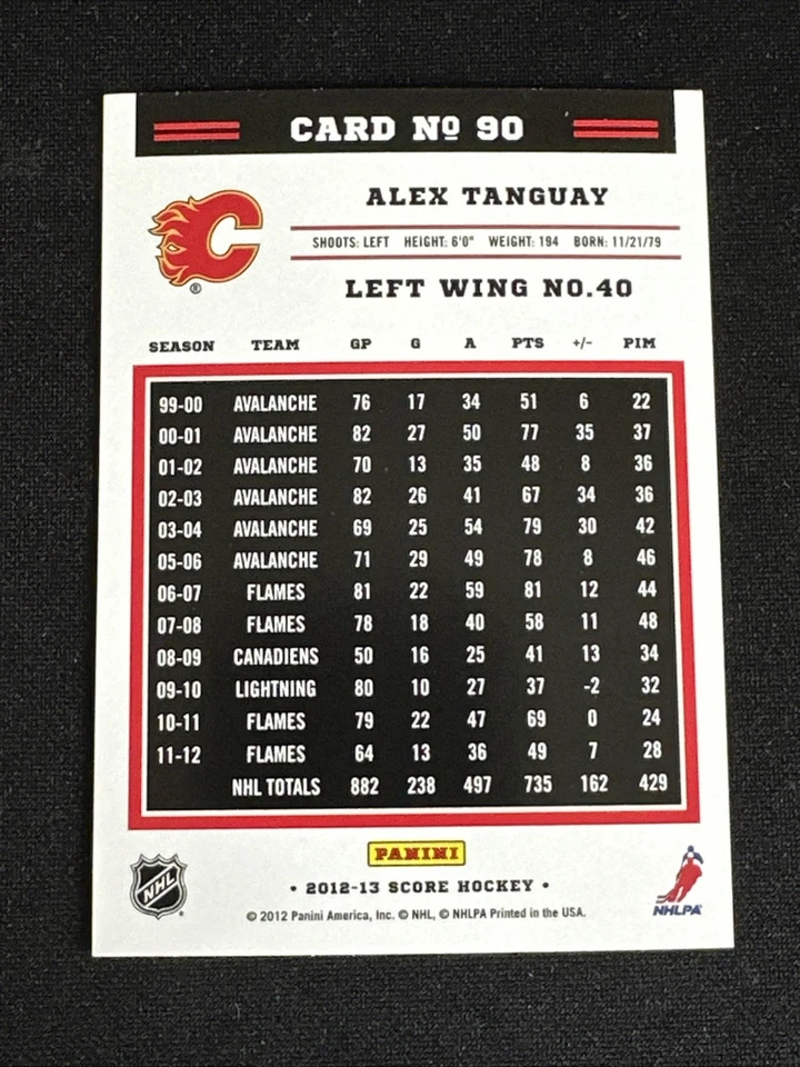 2012-13 Score Gold Rush Parallel 90 Alex Tanguay Calgary Flames - Image 2 of 2