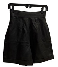 Max Mara Black Pleated Linen Culotte Pants  Cuffed Hems Pockets Women  s Size 4