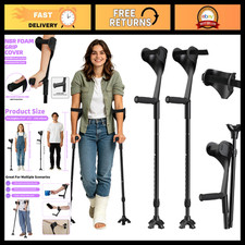 Foldable Forearm Crutches for Adults - Ergonomic Elbow Support, Adjustable Heigh