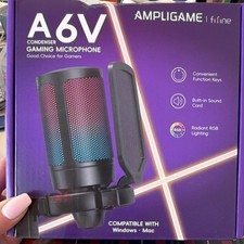 FIFINE Ampligame A6V USB Gaming Microphone RGB Tap-to-Mute Detachable Pop Filter