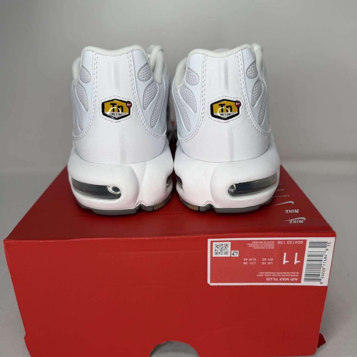 Nike Air Max Plus Triple White Grey Sneakers Men's Sizes 604133