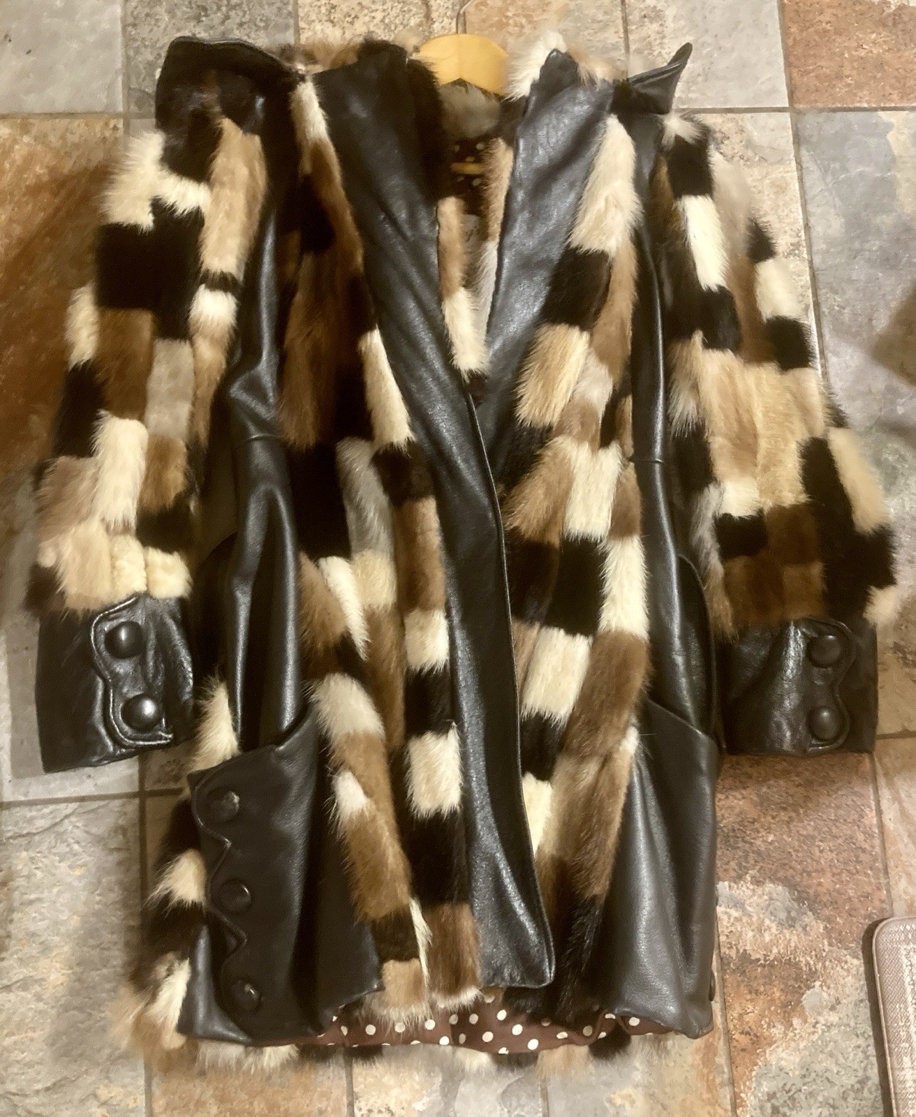 Multi Color Patchwork MINK Jacket Coat w/Leather … - image 13