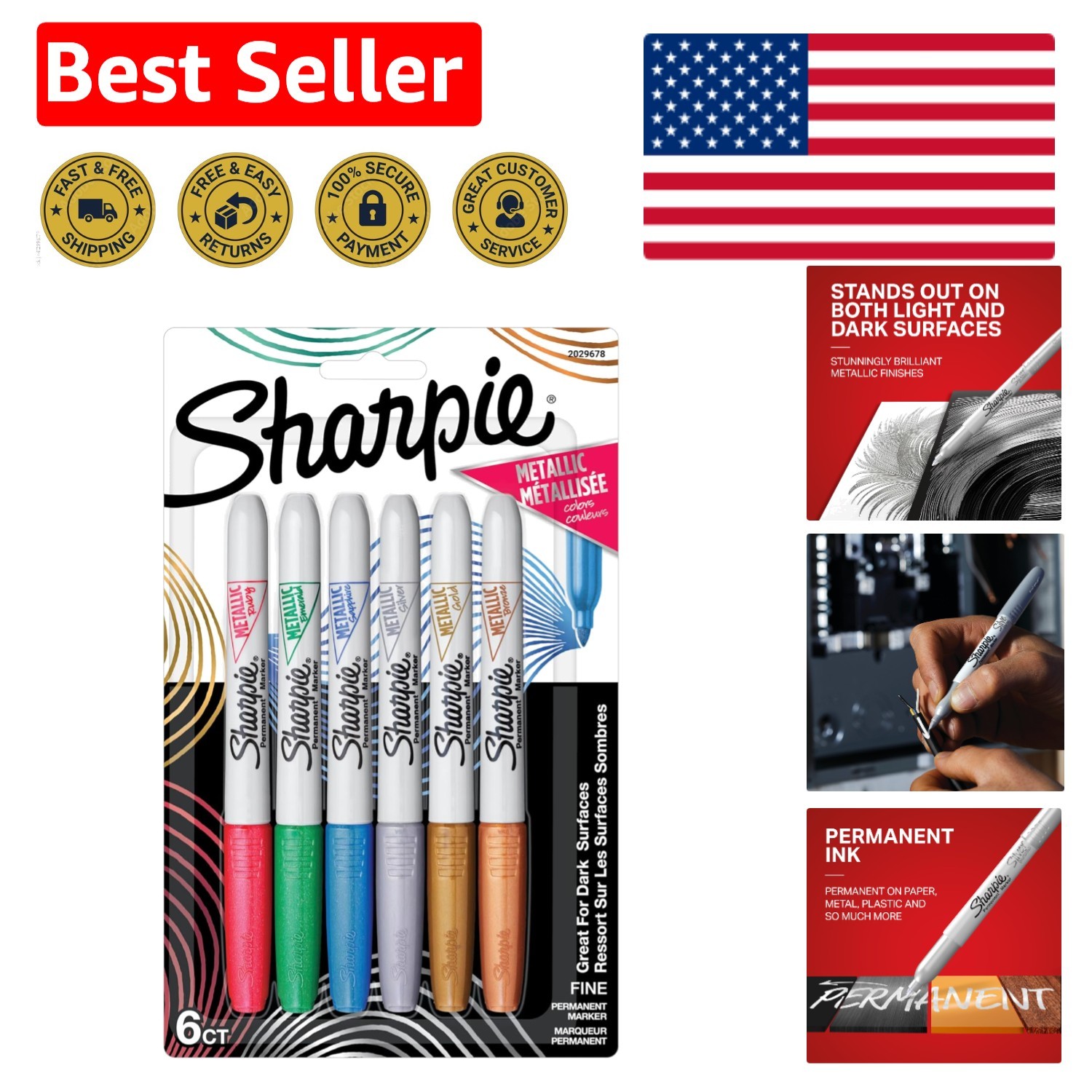 Set - 6 Fine Point Permanent Markers For Creative Projects