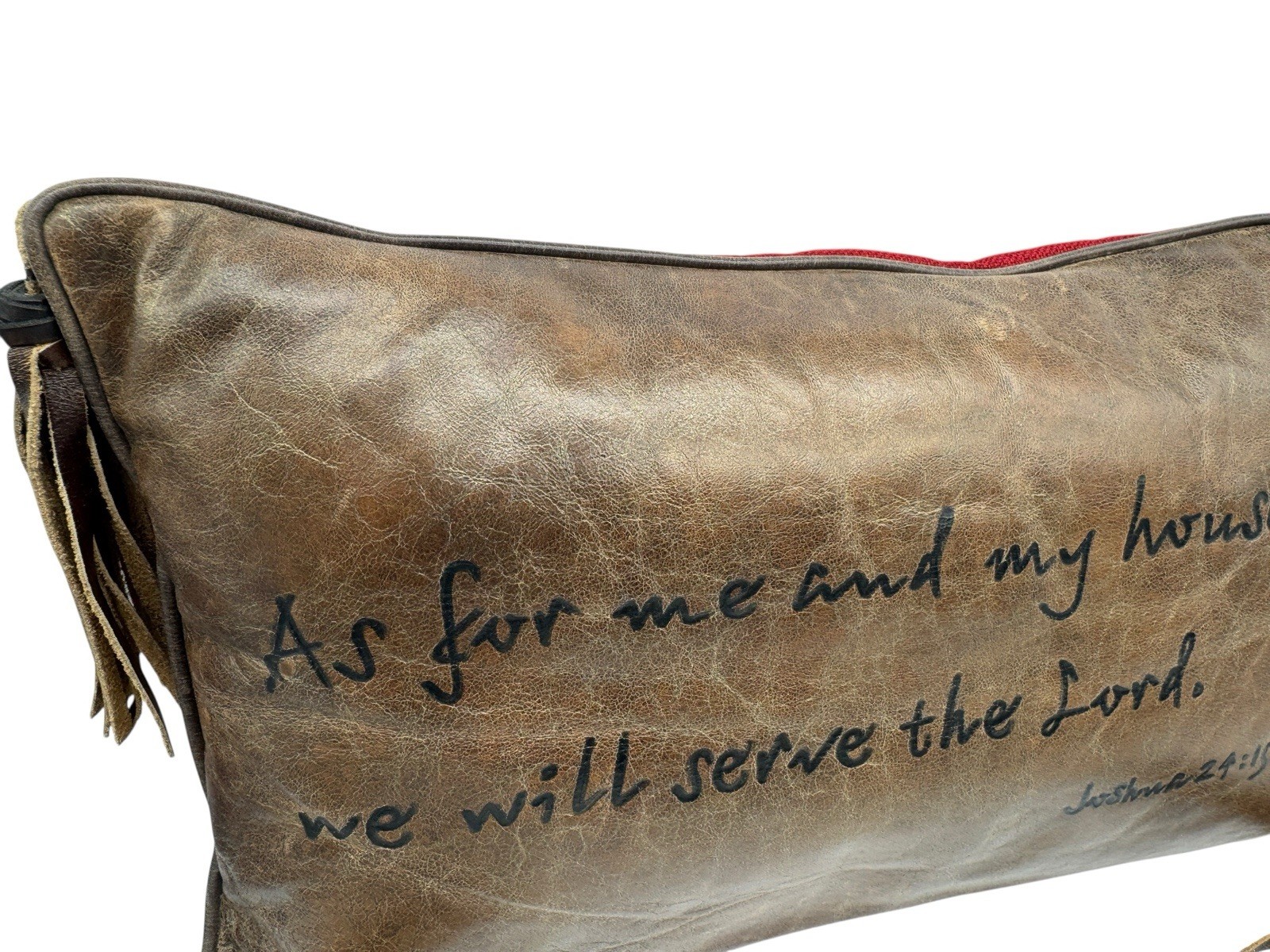 Joshua 24:15 Leather Pillow 18" x 11" As For Me & My Household We Serve The Lord