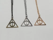 Harry Potter DEATHLY HALLOWS Symbol Pendent Necklace Gold Silver Or Bronze Tone