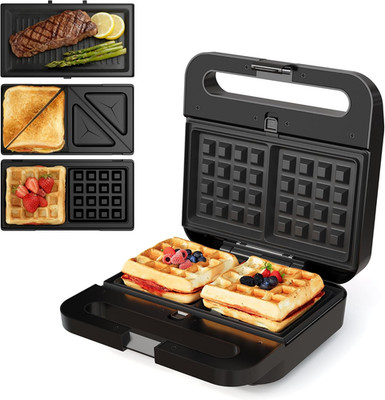 Sandwich Maker Panini Press Grill, 3 in 1 Electric Waffle Maker with Removable N