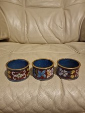 Vintage Chinese Cloisonne Napkin Ring Set Of 3