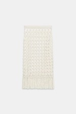 Zara Crochet Fringed Knit Skirt Sand M Size