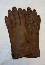 Vintage Women's Classic GRANDOE Brown Soft Leather Gloves Silk Lined - Size 7