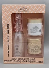 Studio Selection Hydrating Glow Routine, Shower Gel, Body Butter, Bath Crystals