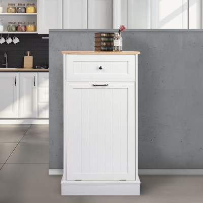 Betterhood Tilt Out Trash Cabinet 10 Gallon Wooden Free Standing Laundry Sort...
