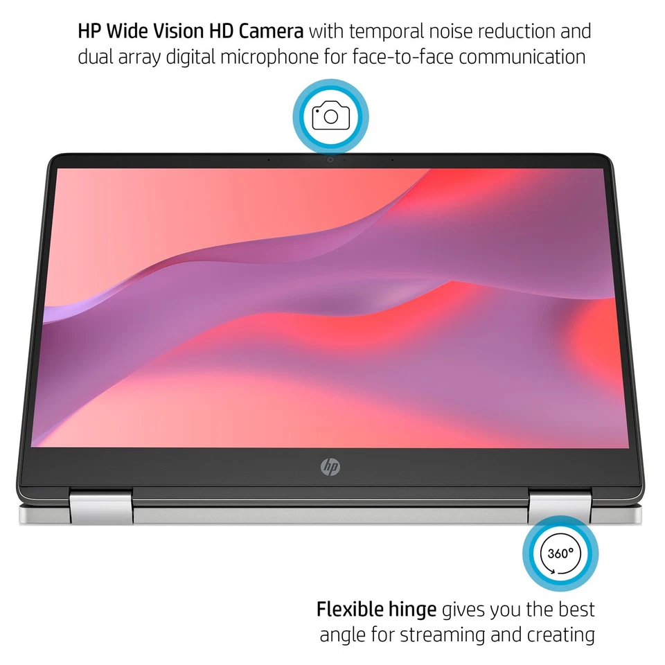 HP Chromebook x360 14" 2-in-1 Touch Screen Intel Pentium Silver N6000 1080p - Image 4 of 4