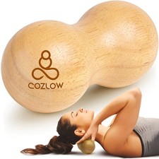 COZLOW Peanut Ball Massage Roller - Wood Therapy Massager - Double Lacrosse B...