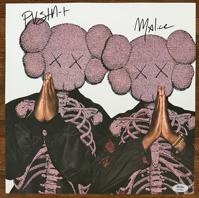 Pusha T Malice Let God Sort Em Out Vinyl & SIGNED Art Photo Card PSA DNA COA