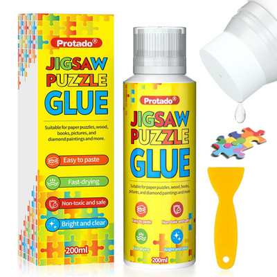 Jigsaw Puzzle Glue, 200ML Clear Non-Toxic and Quick Dry Puzzle Sealer with New S
