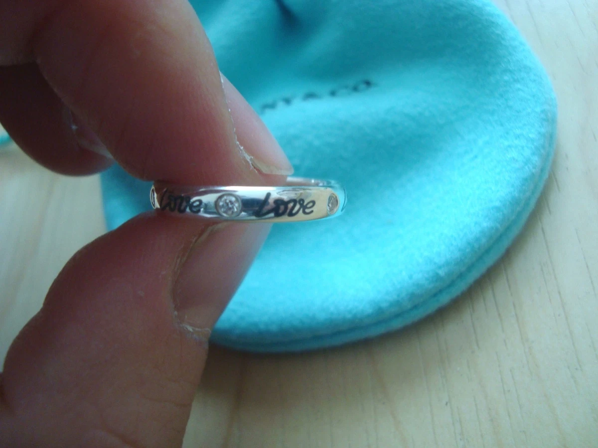 NEW TIFFANY Co PALOMA Picasso GRAFFITI LOVE Band Ring 6 Diamonds SILVER Sz 5.5