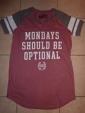 VICTORIAS SECRET PINK "MONDAYS SHOULD BE OPTIONAL" RAW CUT SCOOPNEC/CREW TEE NWT