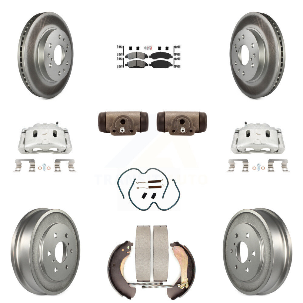 Front Rear Brake Caliper Rotor Drum Semi-Metallic Pad Shoe Cylinder Kit Set