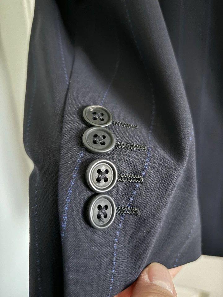 Traje Ted Baker London Endurance Azul Rayas Lana Diseñador 2 piezas Para Hombre 42R, 36W EE. UU. Foto 3 de 4