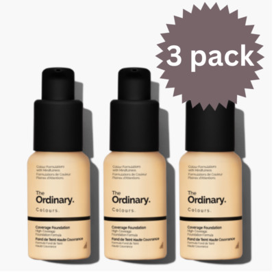 The Ordinary Coverage Foundation 1,2YG LSF15 Make-up 30 ml - 3er-Pack brandneu