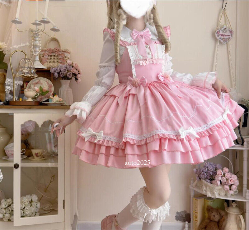 Japanese Lolita Kawaii Fairy Dress Pink Pastel Sweet Princess Jsk Dress Women Japanese Lolita Kawaii Fairy Dress Pink Pastel Sweet Princess Jsk Dress Women