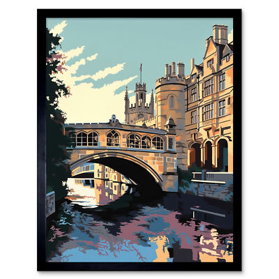 Seufzerbrücke Cambridge University on Cam River gerahmter Wandkunstdruck 9 x 7 Zoll