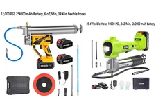 Electric Grease Gun Battery powered Cordless Grease Gun 12000/11000 PSI 1M Hose