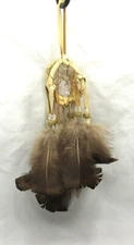 Native American Made 2" Double (3D) Dream Catcher, Beige DreamCatcher, COA  #10