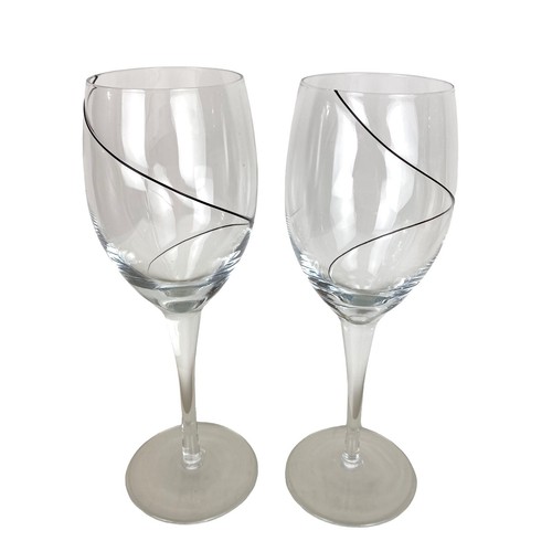 Costa Boda Black Line Swirl Wine Glasses Set Of 2 - Picture 9 of 9