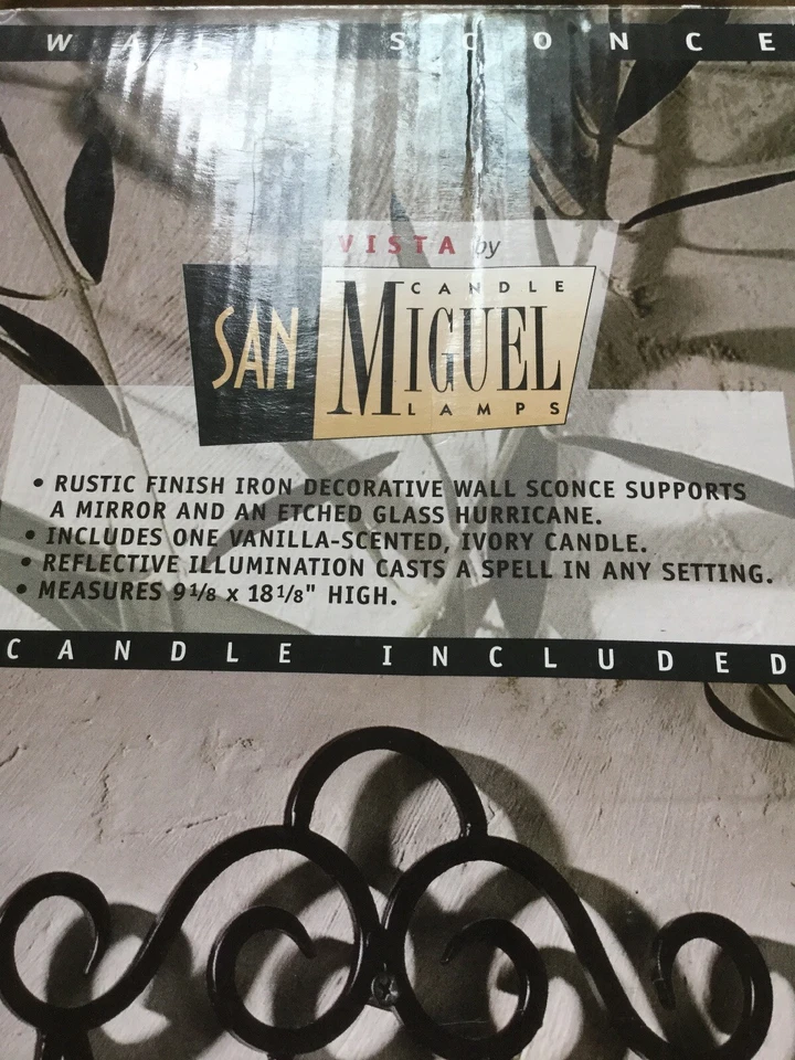 Aplique de pared San Miguel Vista acabado rústico hierro con espejo y vidrio grabado Foto 4 de 4