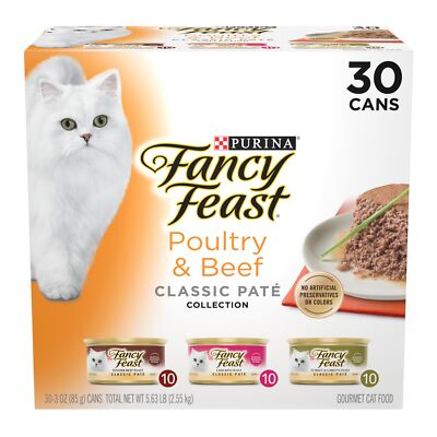 Fancy Feast Classic Pate Variety Pack Wet Cat Food 30 Pack 3 Ounce