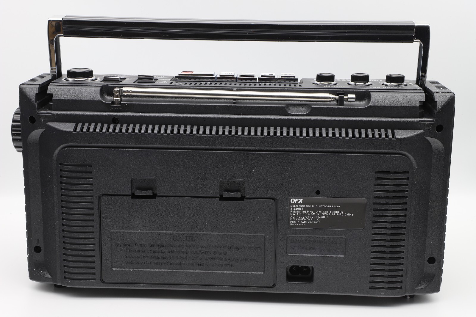 QFX J220BT ReRun X Cassette Player Boombox with 4-Band Radio, MP3 Converter