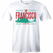 San Francisco Green Skyline Golden Gate bridge Men's Tee Retro Vintage Souvenirs
