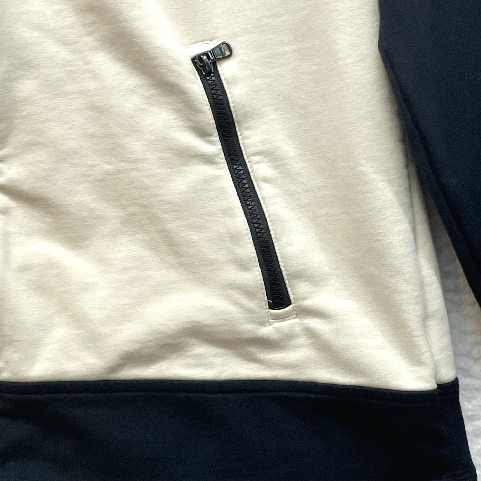 OFF WHITE Felpa con cappuccio Lauren Ralph Lauren Active donna grande nera panna full zip logo LRL