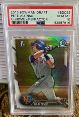 Pete Alonso 2016 Bowman Draft Chrom Refraktor #BDC92 - PSA 10 Gem MT - Ny Mets