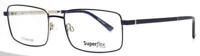 SUPERFLEX SF-1082T C1 Navy Gunmetal Mens Rectangle Eyeglasses 56-18-145 B:36