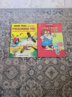 Vintage Coloring Books Lot of 2: Mark Trail Tells How, Little Critter Shapes 