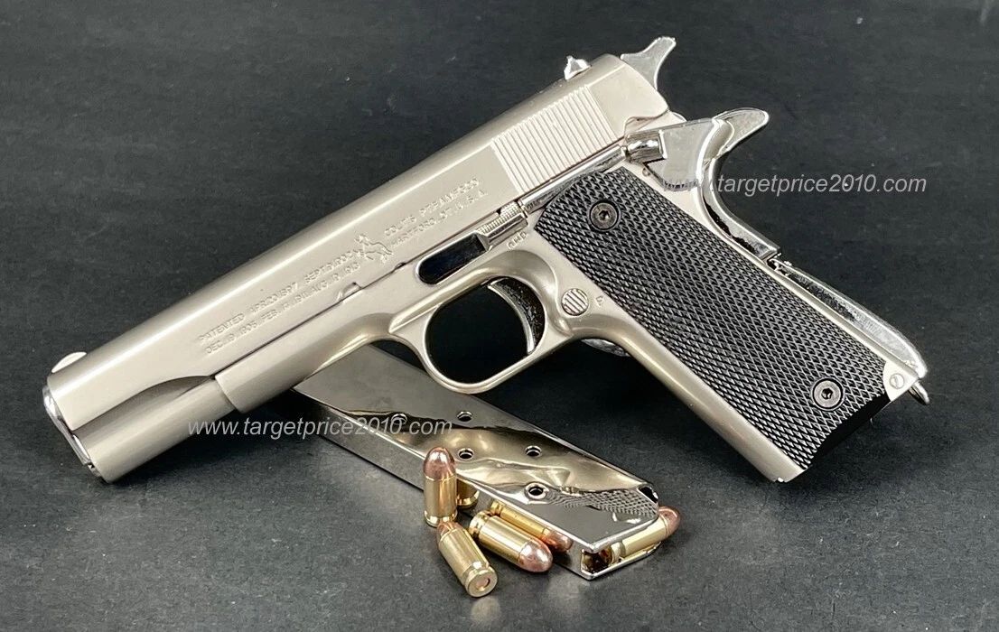 1:1.5 MINIATURE 1:1.5 SCALE M1911 IN SILVER WITH CNC 2 TONE COLOR DUMMY  BULLET