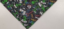 Buster Brown Dog Bandana, Scarf, Tie On, UFO, Aliens, Halloween, Black, S, M, L