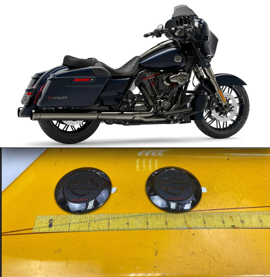 OEM Harley CVO Touring Emblemas Tanque de Gas Insignias Negro Cromo y Rojo🔥 Foto 2 de 4