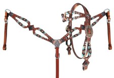 Leather Western Tack Set With Headstall ,Breast Collar and Reins.