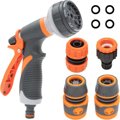 Hose Spray Gun Kit Adjustable Nozzles Mist Car Wash Watering 8 Function Garden