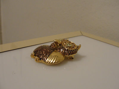 Broche Hibou Liz Claiborne - Strass Topaze Et Vert Clair - Occasion
