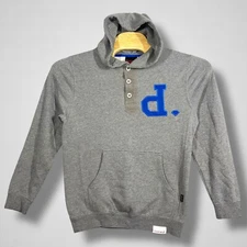 Diamond Supply Co Un-Polo Henley Hoodie Mens Small Gray Blue Diamond Terry