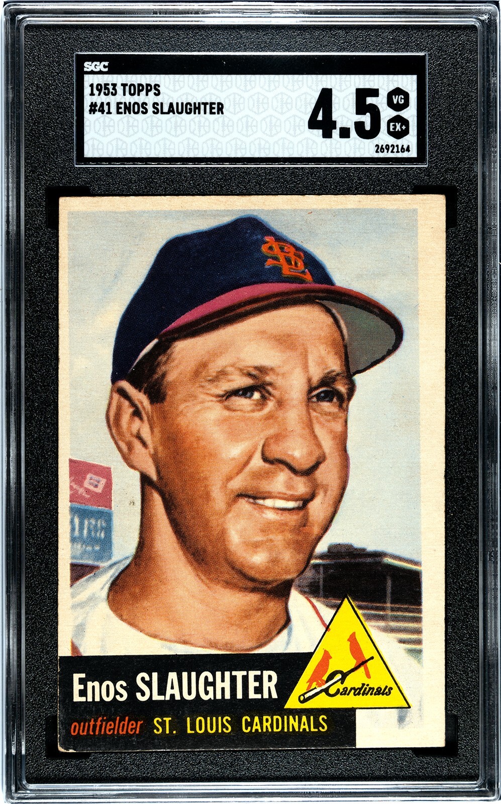 1953 Topps ENOS SLAUGHTER St. Louis Cardinals #41 SGC 4.5 VG/EX+ Condition