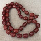 VTG LARGE HEAVY Cherry Amber Bakelite Faturan Barrel Beaded Necklace 34” 162g — photo 6