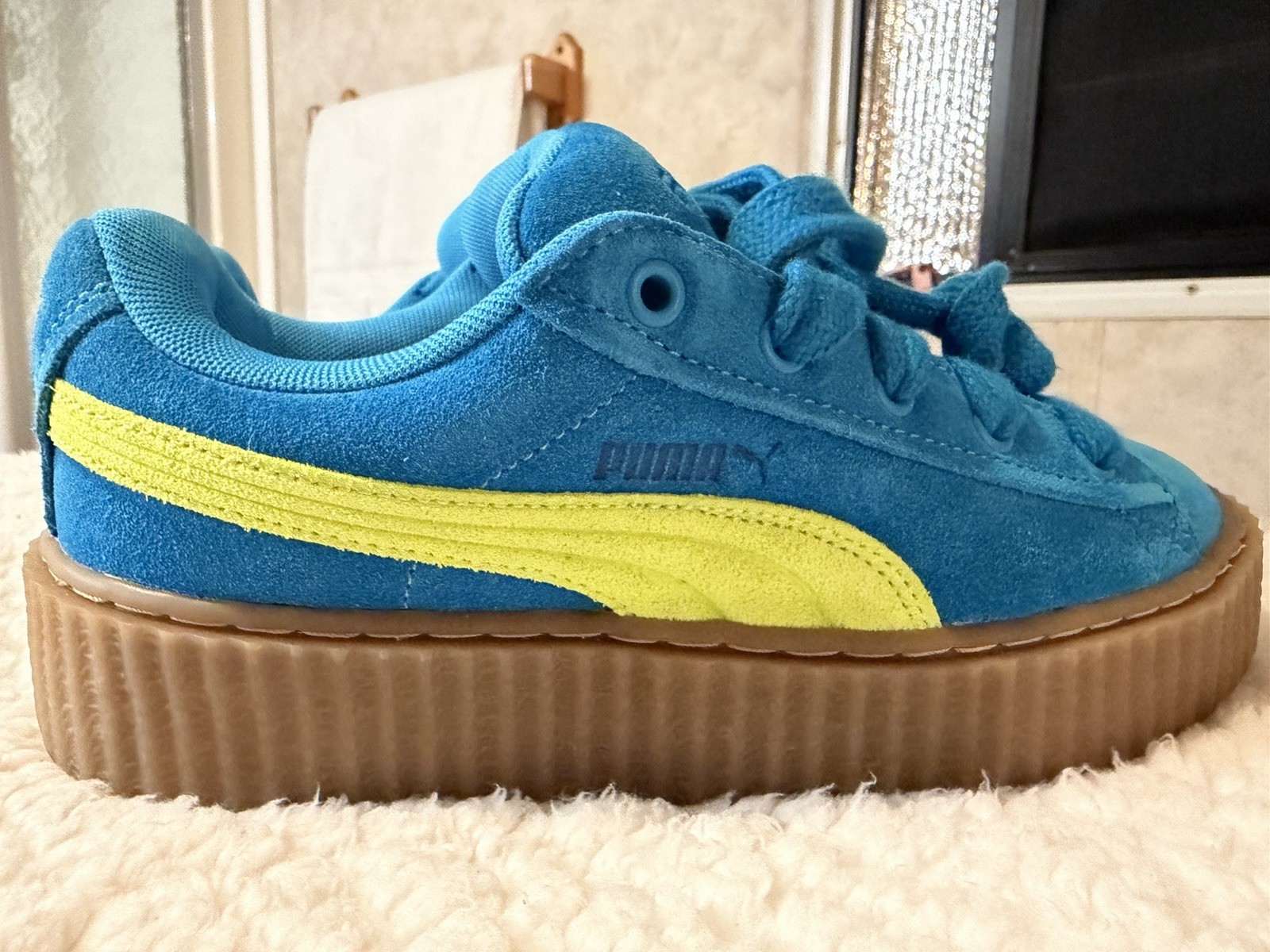 PUMA Fenty Creeper Blue Suede Platform Sneakers Size 7.0 thumbnail 4